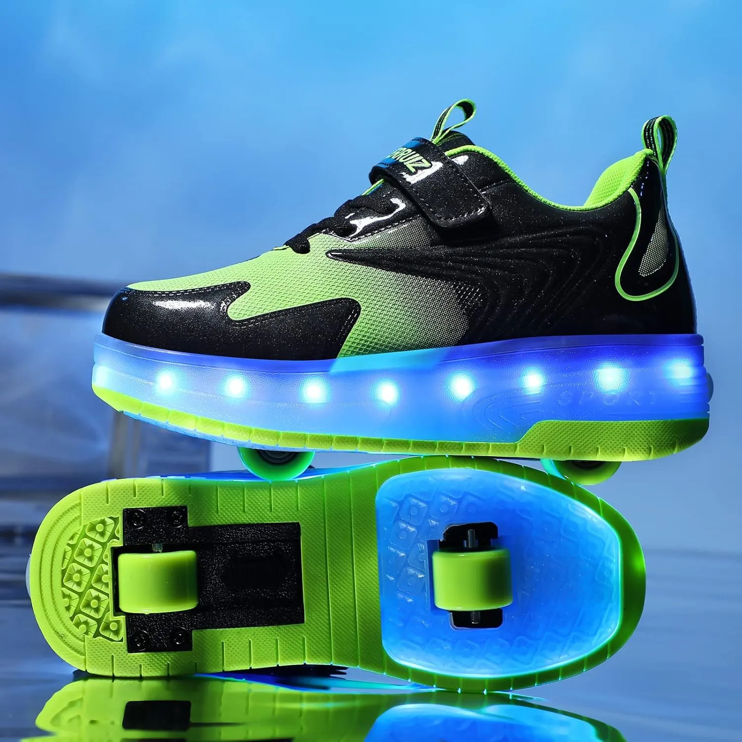 Kids LED Roller Skate Shoes with Double Wheels Rechargeable Retractable Wheels Light Up Sneakers for Christmas Birthday Gifts