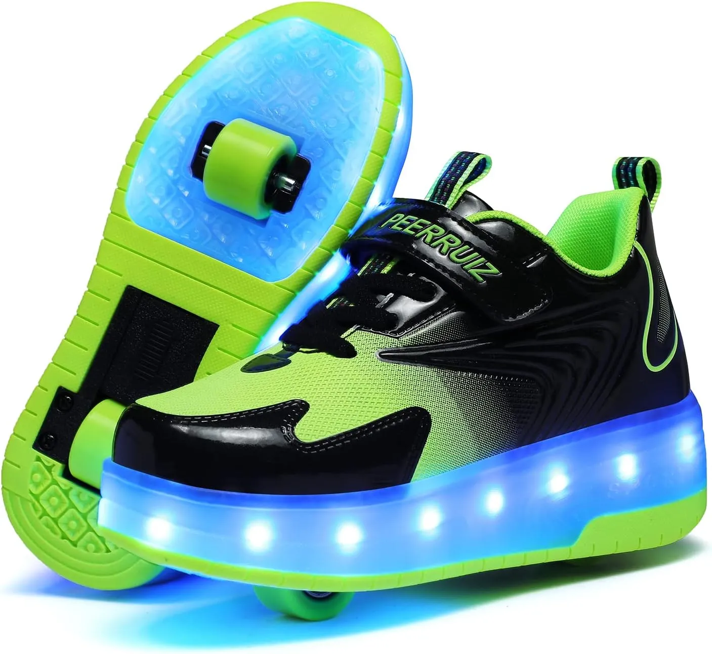 Kids LED Roller Skate Shoes with Double Wheels Rechargeable Retractable Wheels Light Up Sneakers for Christmas Birthday Gifts