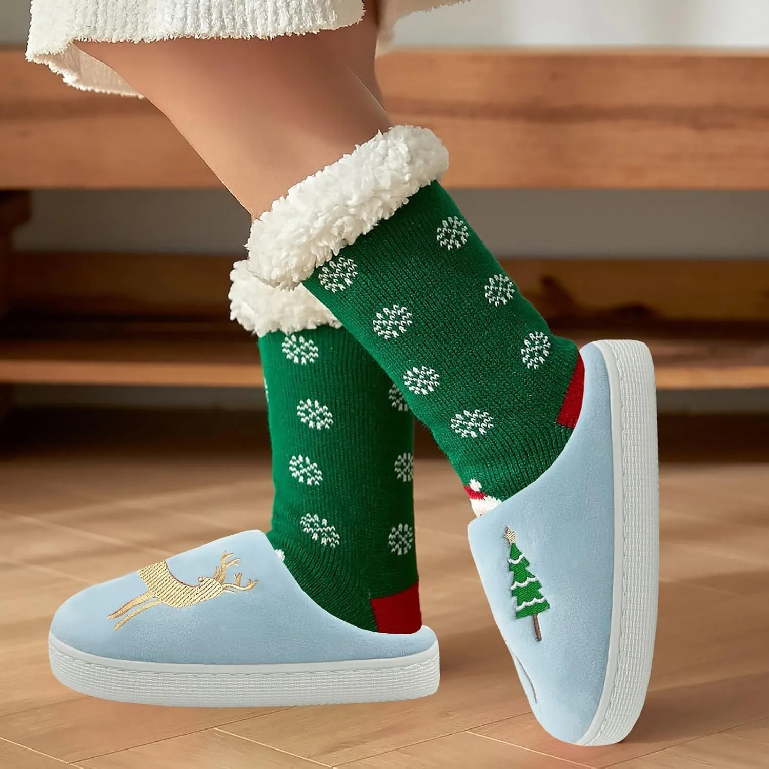 Kids Reindeer Slippers - Soft, Cozy, Non-Slip Indoor Shoes for Toddlers - Christmas Gifts for Boys & Girls