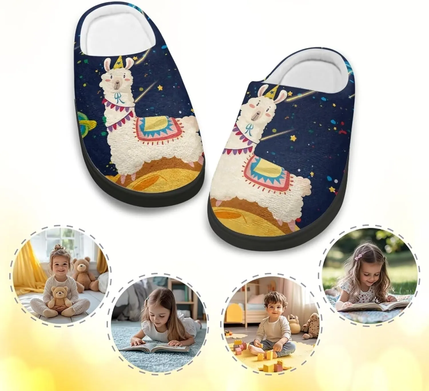 Kids Slip-On House Slipper Fuzzy Soft Non-Slip Outdoor Slippers Warm Comfortable Fluffy Slippers for Toddler US 9-15