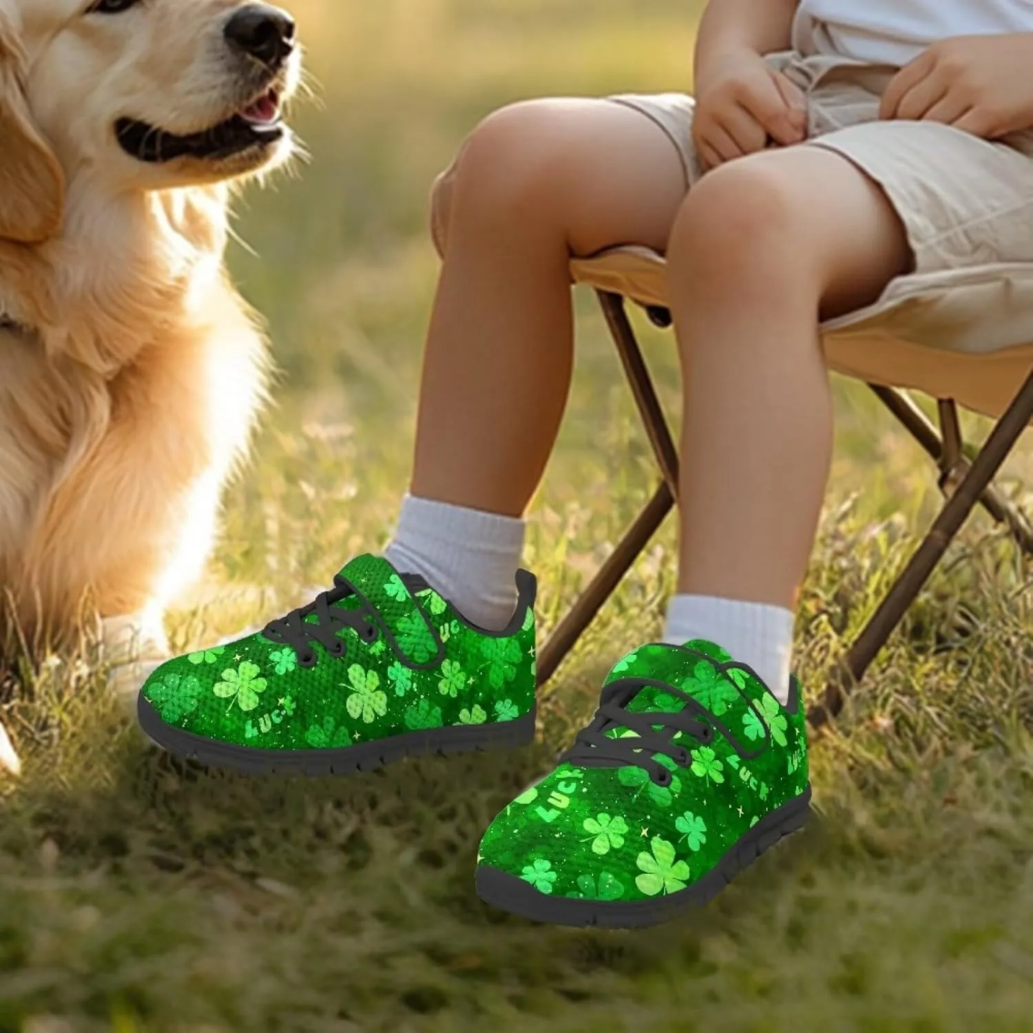 Kids St Patrick's Day Shoes Green Sneakers for Girls Boys Slip On Shoes