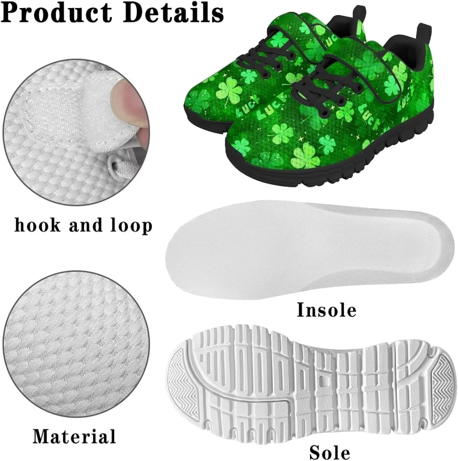 Kids St Patrick's Day Shoes Green Sneakers for Girls Boys Slip On Shoes