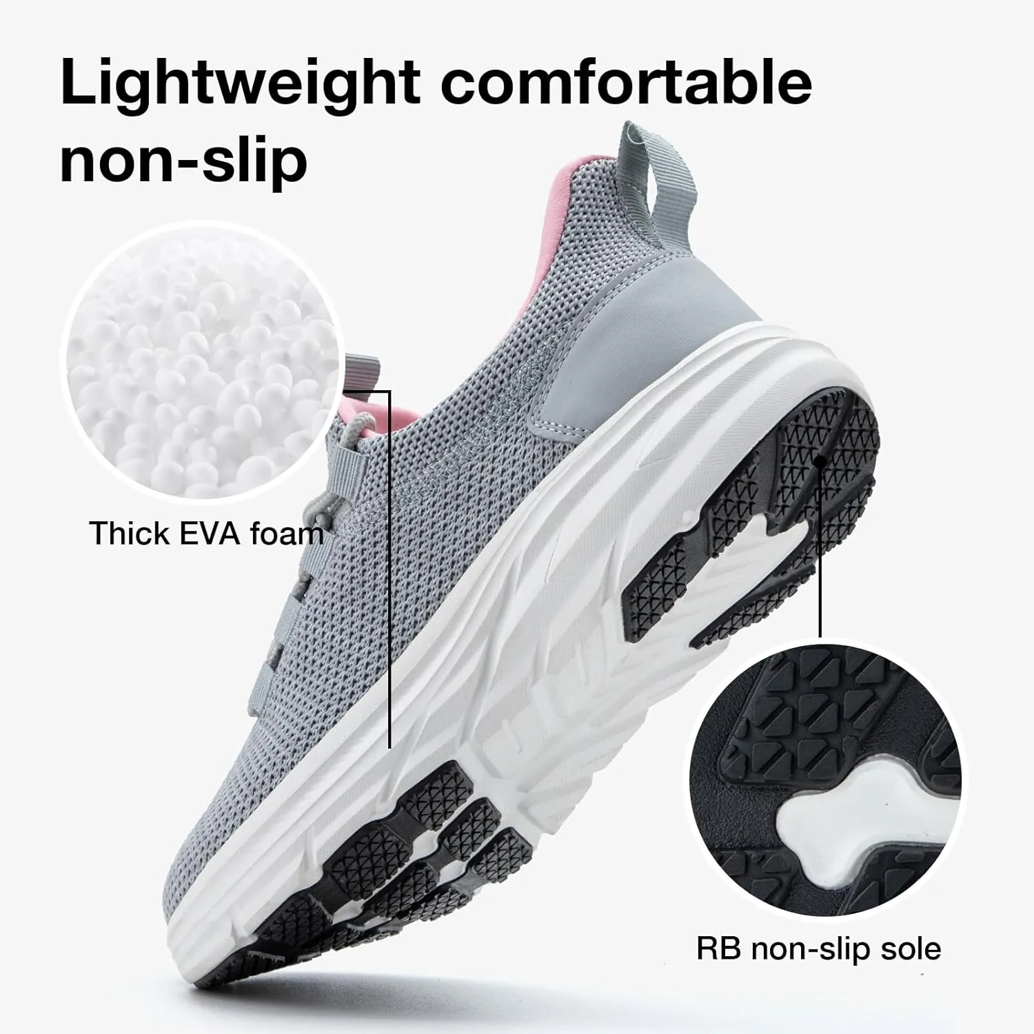 KOLILI Women's Wide Toe Box Shoes Easy Slip On Cushion Walking Sneakers