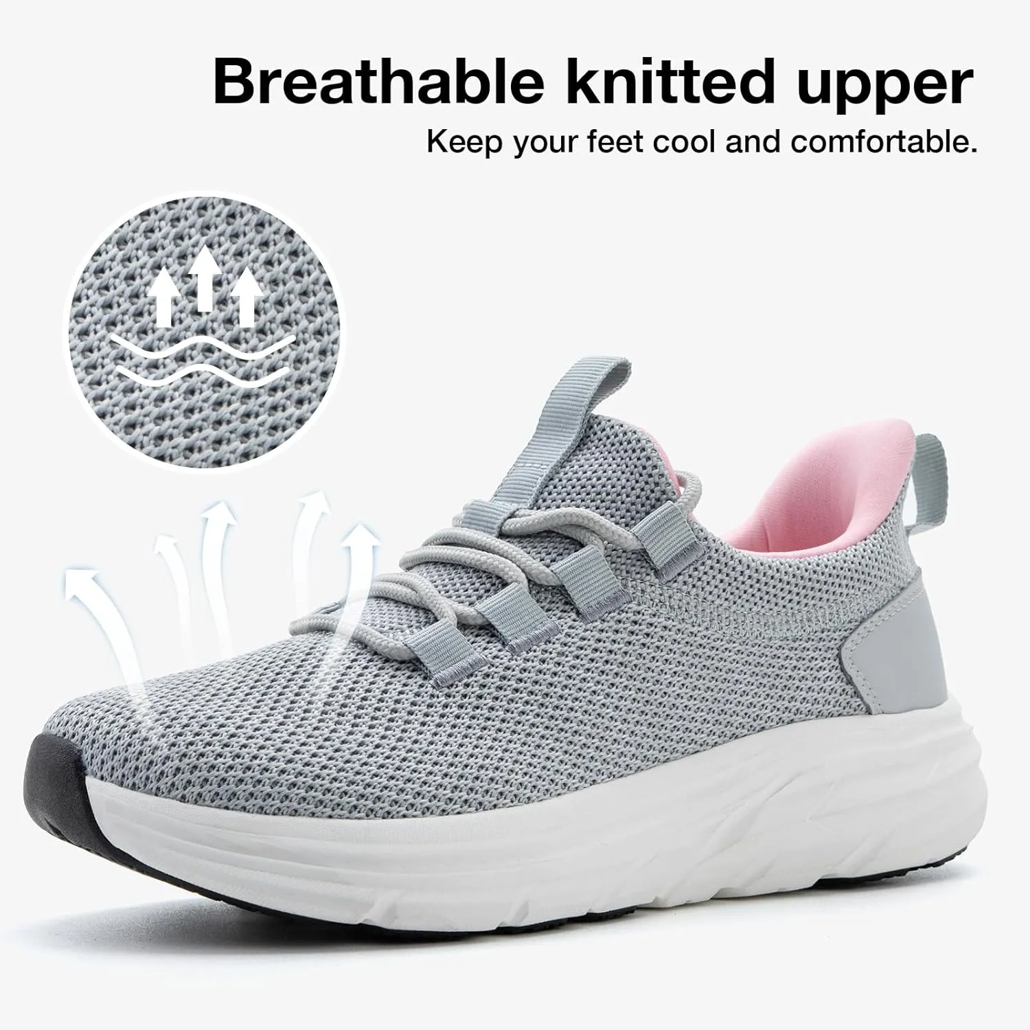 KOLILI Women's Wide Toe Box Shoes Easy Slip On Cushion Walking Sneakers