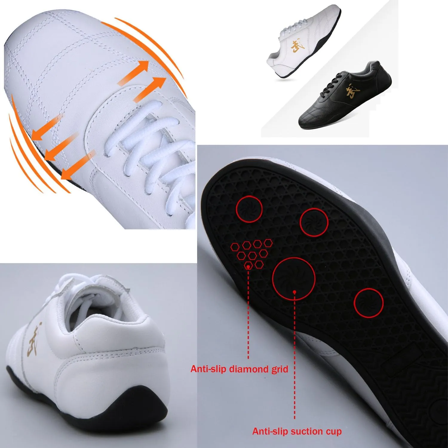 Kung Fu Shoes Boxing Karate Taekwondo Training Shoes Unisex Leather Breathable Taekwondo Shoes Martial Arts Shoes,Tai chi Kong Fu Shoes (Size:42 EU/8 US,Color:White)