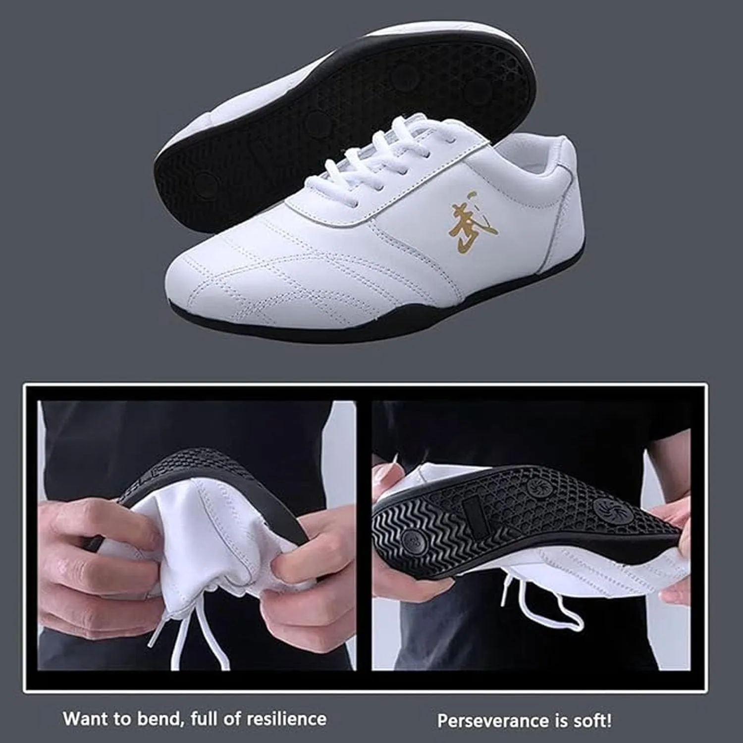 Kung Fu Shoes Boxing Karate Taekwondo Training Shoes Unisex Leather Breathable Taekwondo Shoes Martial Arts Shoes,Tai chi Kong Fu Shoes (Size:42 EU/8 US,Color:White)
