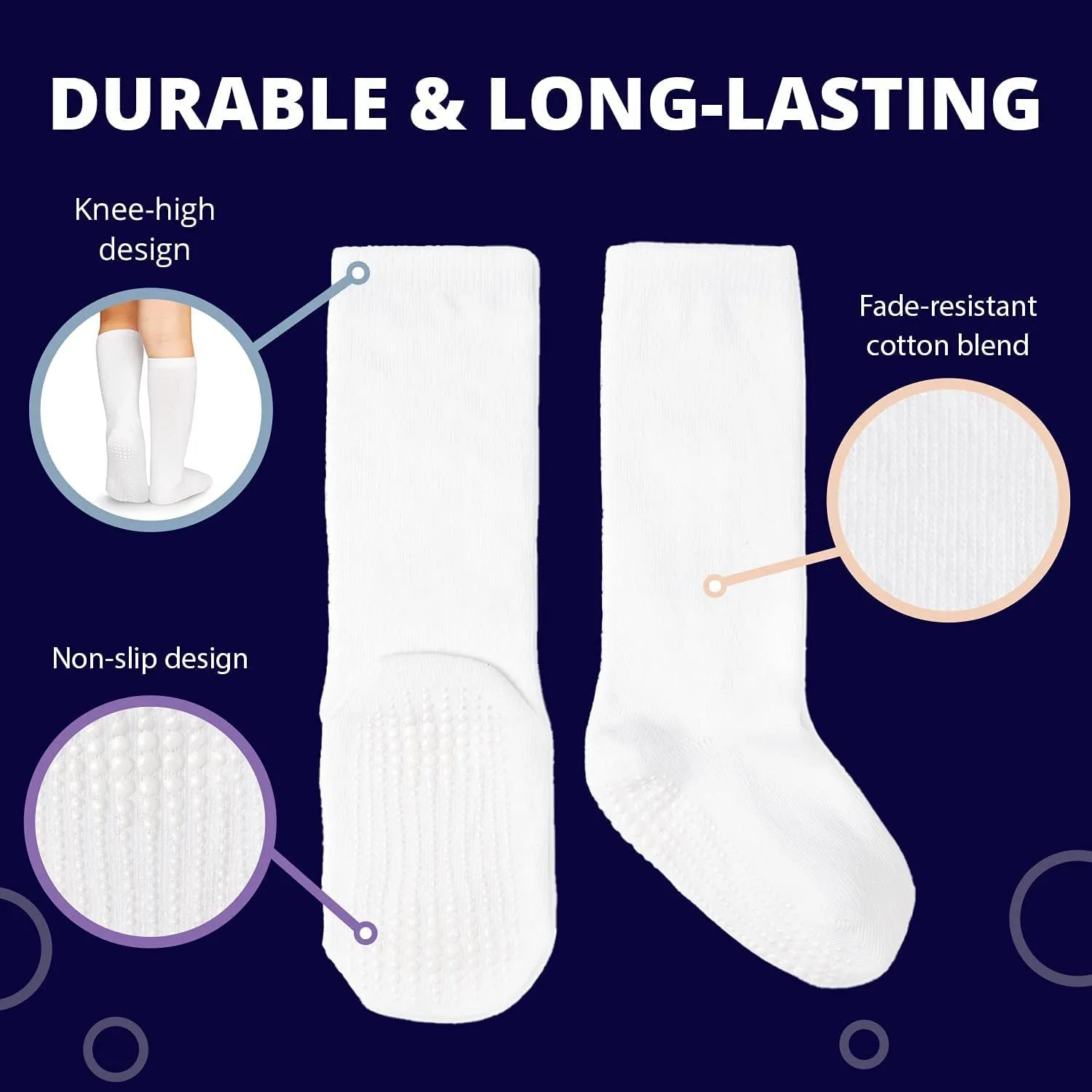 LA ACTIVE Girls Knee High Socks Cozy Warm Cotton Uniform Sports Socks for Baby Toddlers Kids Dress Socks