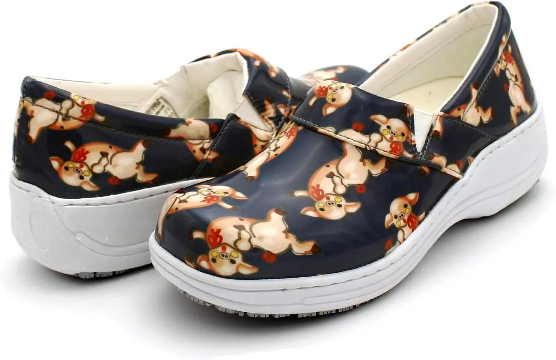 Laforst Womens 7003 PU First Slip Resistant Nursing Shoes Waitress Waiter Work Shoes Manmade Upper Slip on Clog