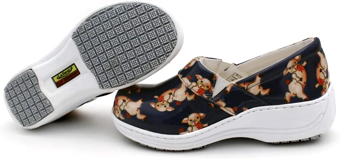Laforst Womens 7003 PU First Slip Resistant Nursing Shoes Waitress Waiter Work Shoes Manmade Upper Slip on Clog