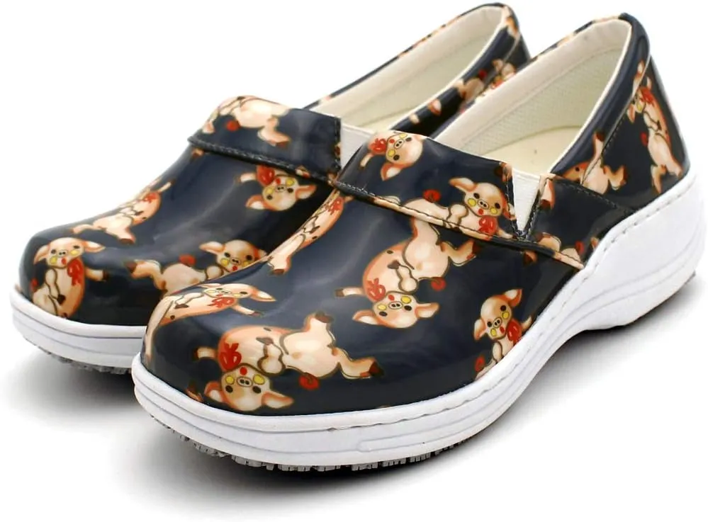 Laforst Womens 7003 PU First Slip Resistant Nursing Shoes Waitress Waiter Work Shoes Manmade Upper Slip on Clog