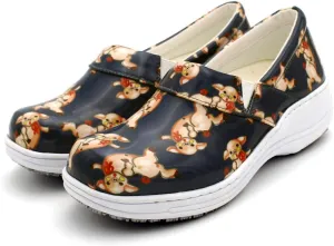 Laforst Womens 7003 PU First Slip Resistant Nursing Shoes Waitress Waiter Work Shoes Manmade Upper Slip on Clog