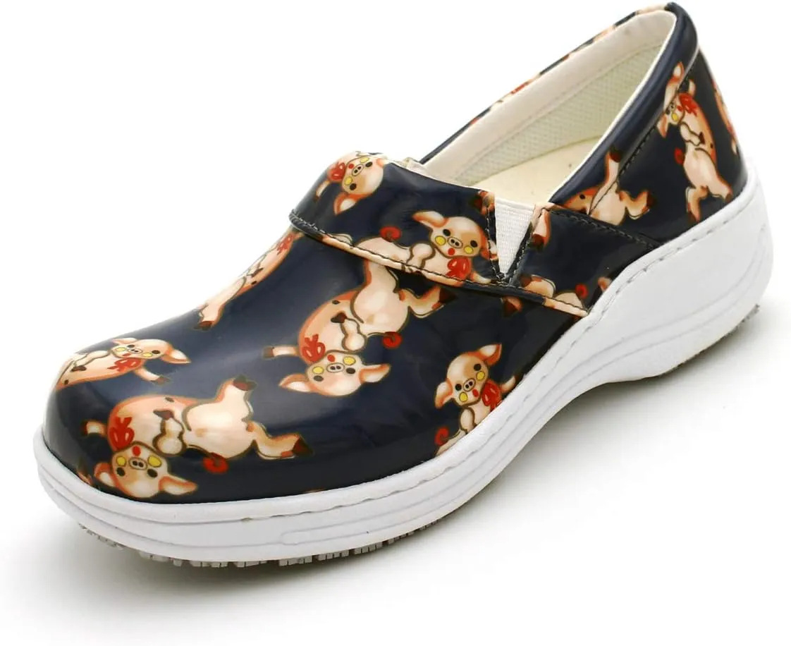 Laforst Womens 7003 PU First Slip Resistant Nursing Shoes Waitress Waiter Work Shoes Manmade Upper Slip on Clog