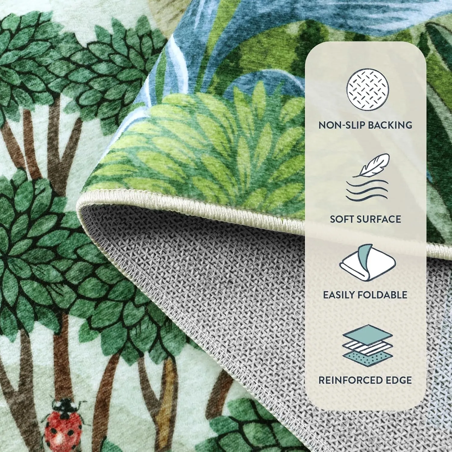 Lahome Summer Jungle Rug, Green 8x10 Rugs for Living Room Bedroom Large Washable Area Rug, Stain Resistant Forest Dining Room Rug Non Slip Non Shedding Indoor Carpet for Playroom Home Office