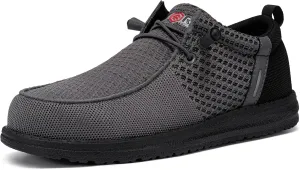 LARNMERN Slip On Steel Toe Shoes Men Lightweight Comfortable Lounging Walking Sneakers Steel Toe Loafers