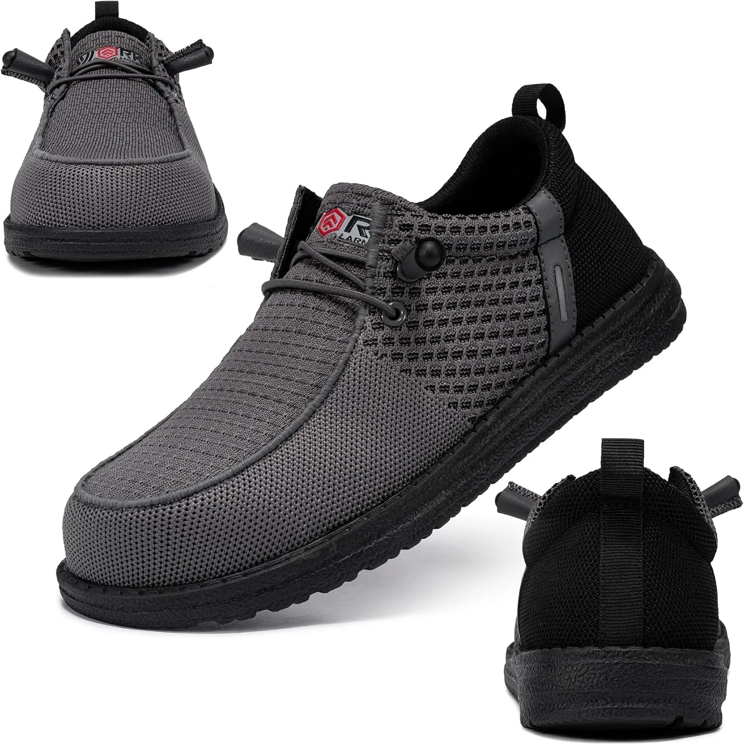 LARNMERN Slip On Steel Toe Shoes Men Lightweight Comfortable Lounging Walking Sneakers Steel Toe Loafers