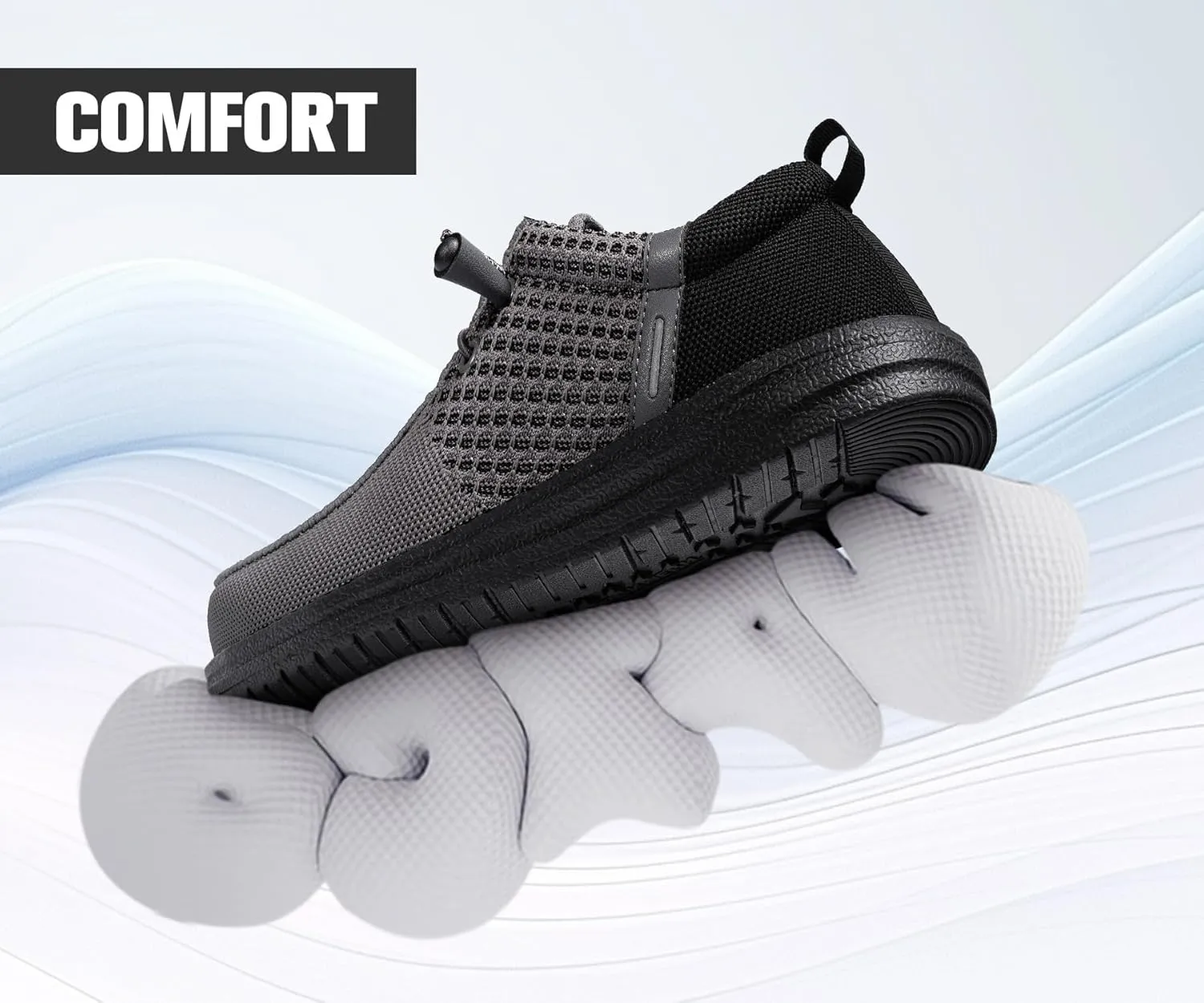 LARNMERN Slip On Steel Toe Shoes Men Lightweight Comfortable Lounging Walking Sneakers Steel Toe Loafers