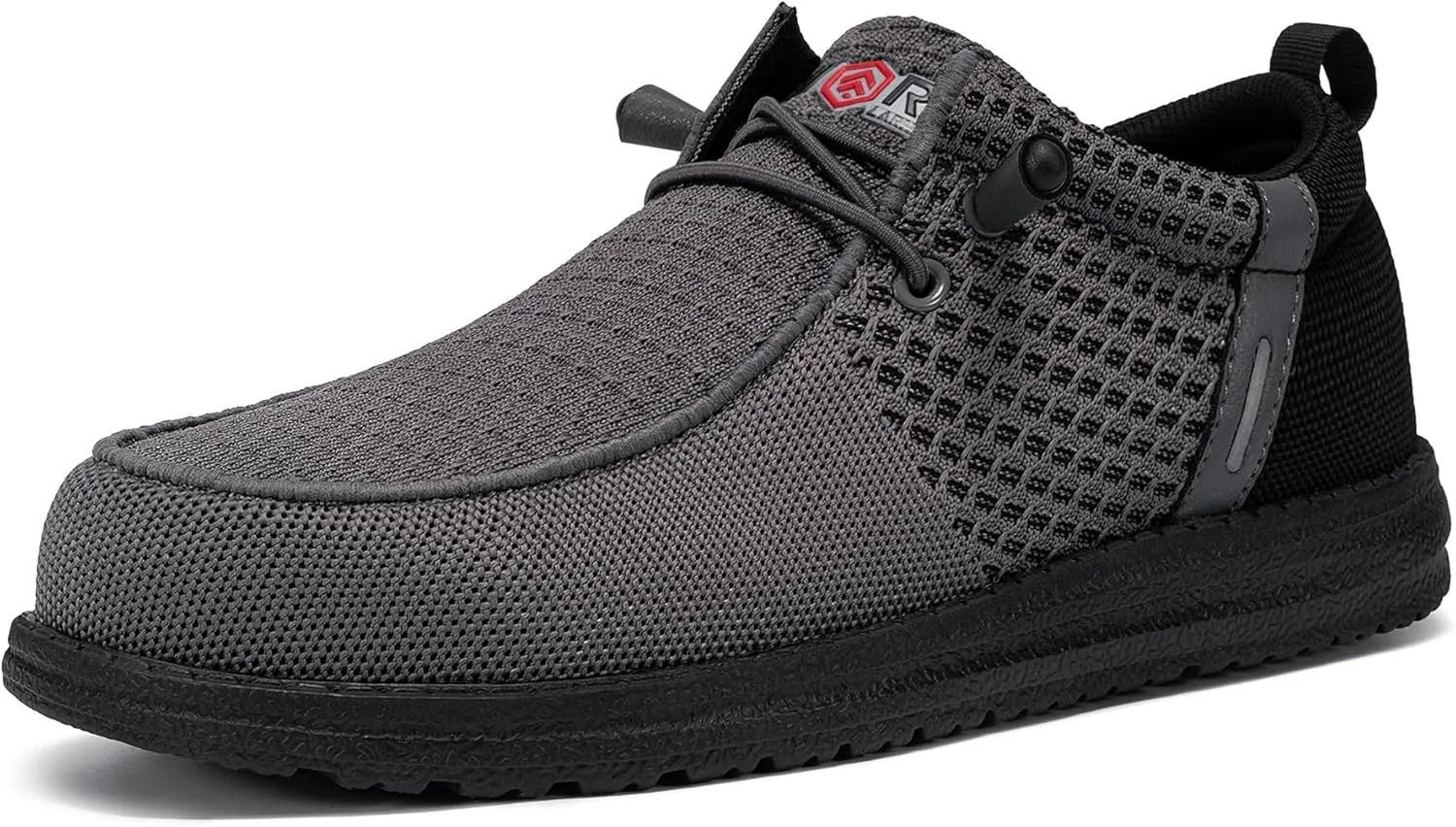 LARNMERN Slip On Steel Toe Shoes Men Lightweight Comfortable Lounging Walking Sneakers Steel Toe Loafers