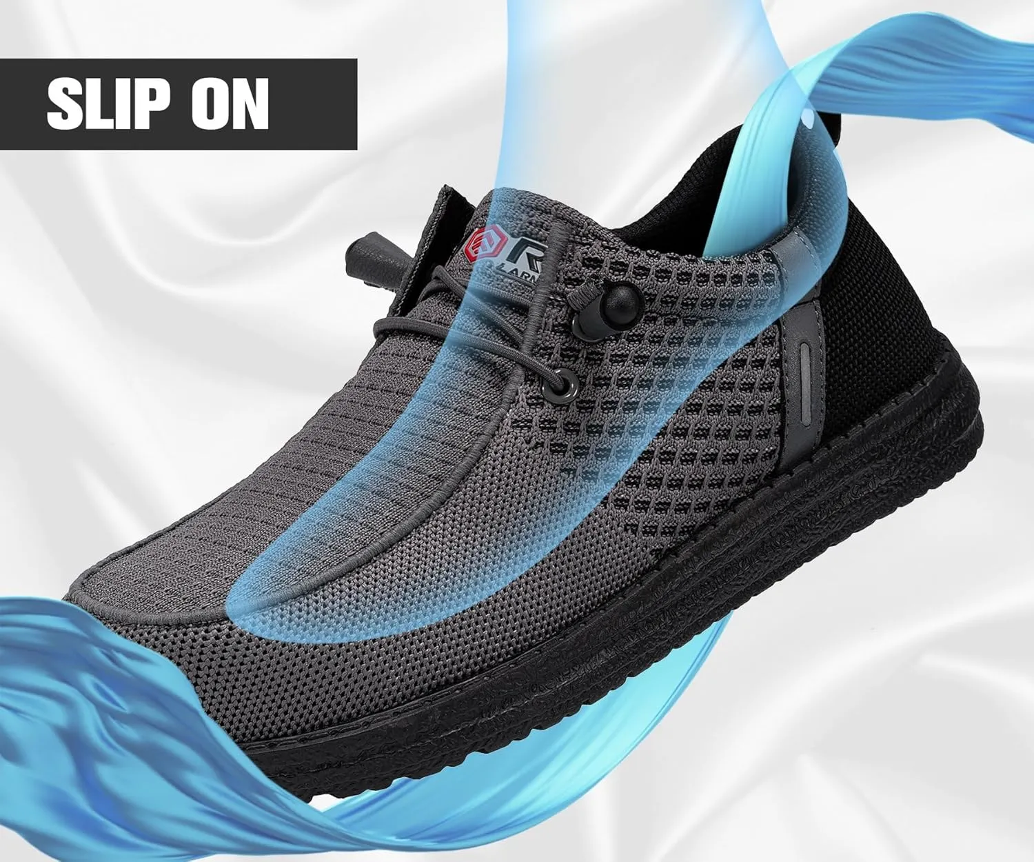 LARNMERN Slip On Steel Toe Shoes Men Lightweight Comfortable Lounging Walking Sneakers Steel Toe Loafers