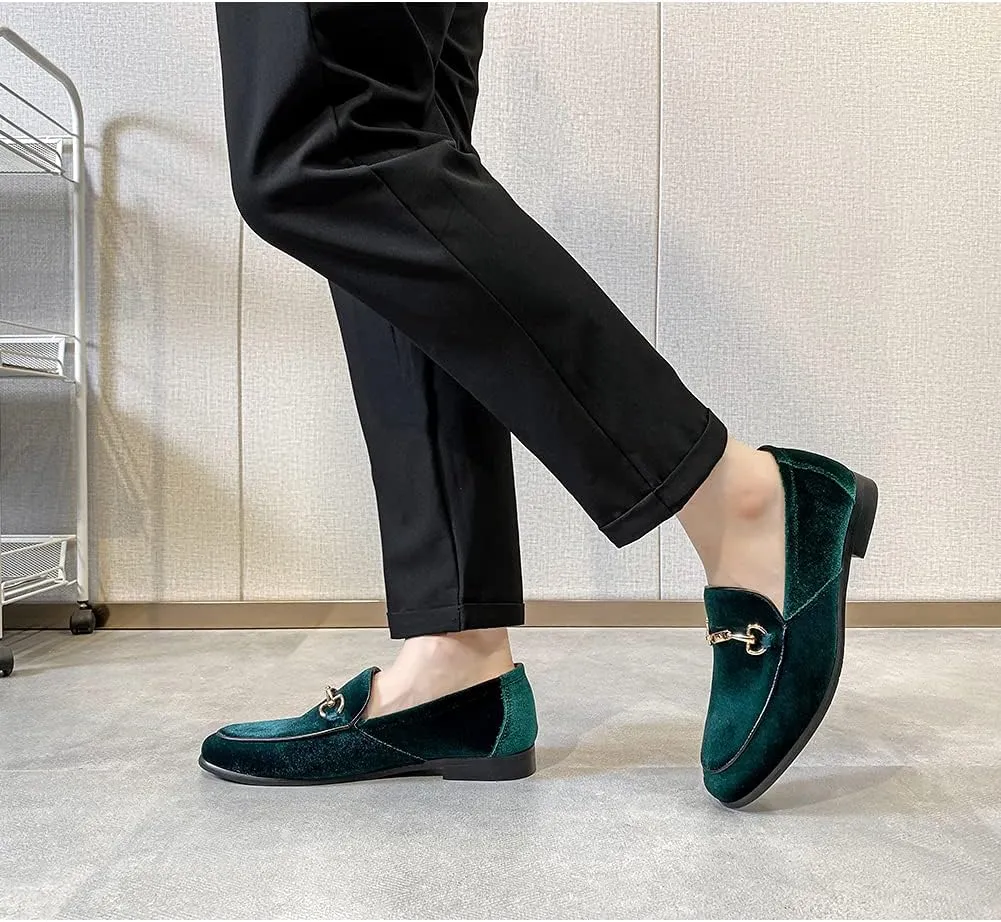 LCQL Men's Luxury Velvet Penny Loafer Shoes Noble Slip-on Suede Loafers Smoking Slippers Plus Size 7-13