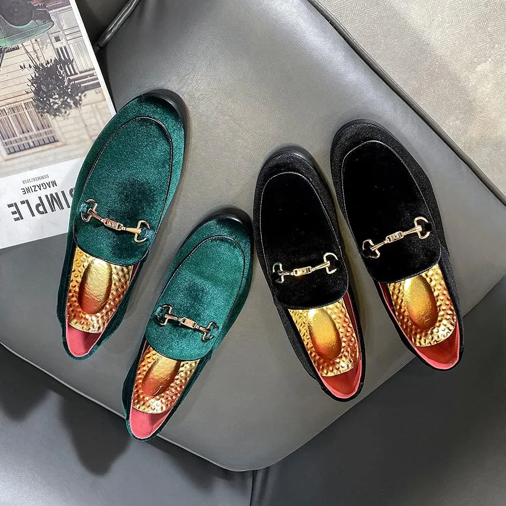 LCQL Men's Luxury Velvet Penny Loafer Shoes Noble Slip-on Suede Loafers Smoking Slippers Plus Size 7-13