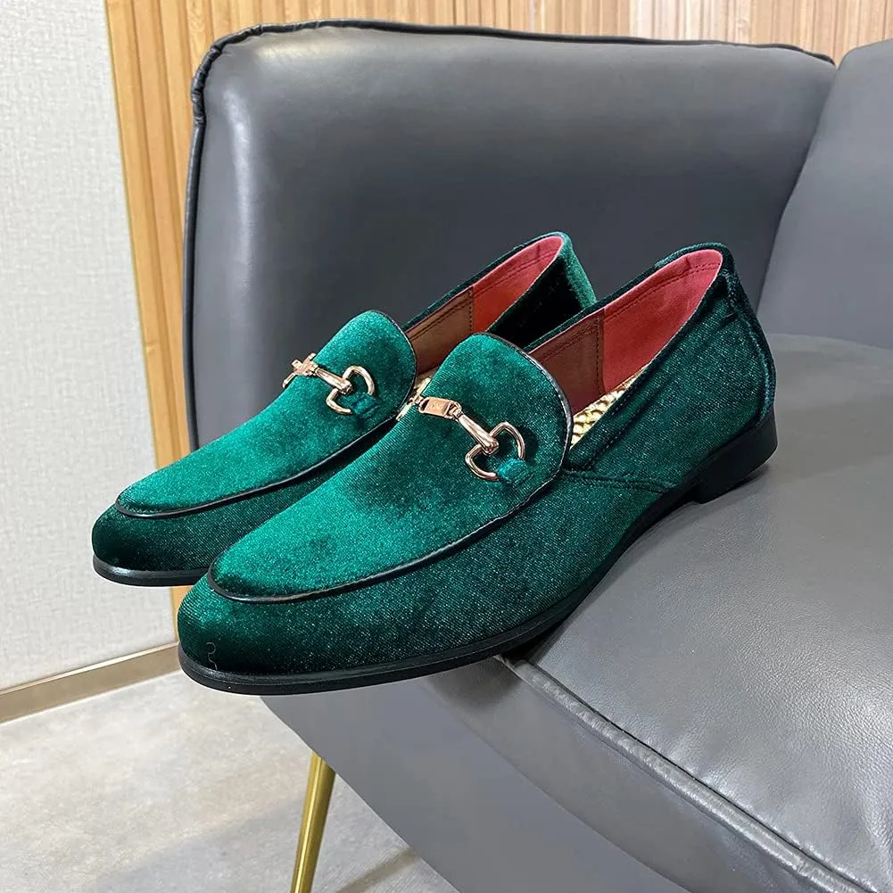 LCQL Men's Luxury Velvet Penny Loafer Shoes Noble Slip-on Suede Loafers Smoking Slippers Plus Size 7-13