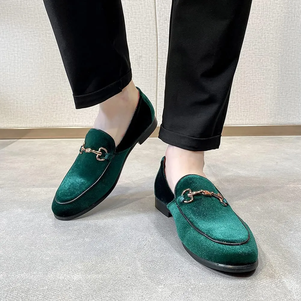 LCQL Men's Luxury Velvet Penny Loafer Shoes Noble Slip-on Suede Loafers Smoking Slippers Plus Size 7-13