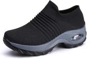 LEADER SHOW Women's Casual Walking Shoes Comfortable Loafers Slip-On Nursing Shoes Fashion Platform Sneakers