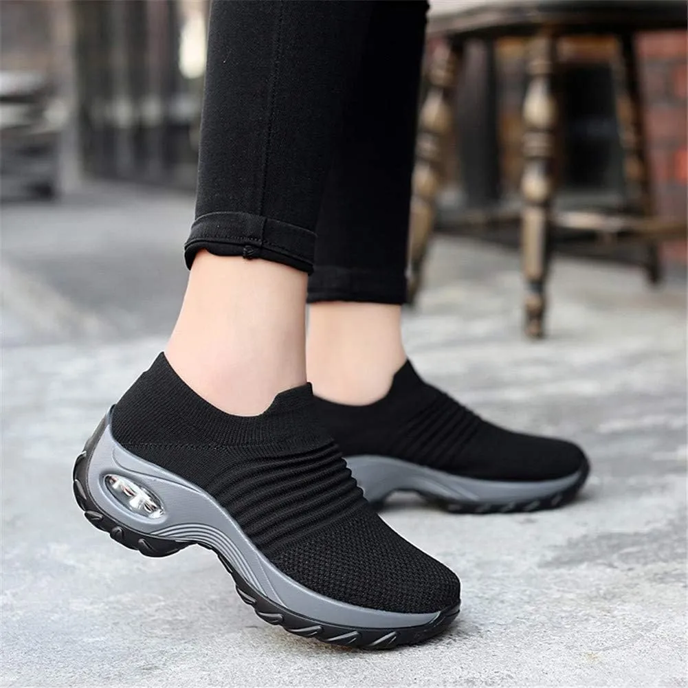 LEADER SHOW Women's Casual Walking Shoes Comfortable Loafers Slip-On Nursing Shoes Fashion Platform Sneakers