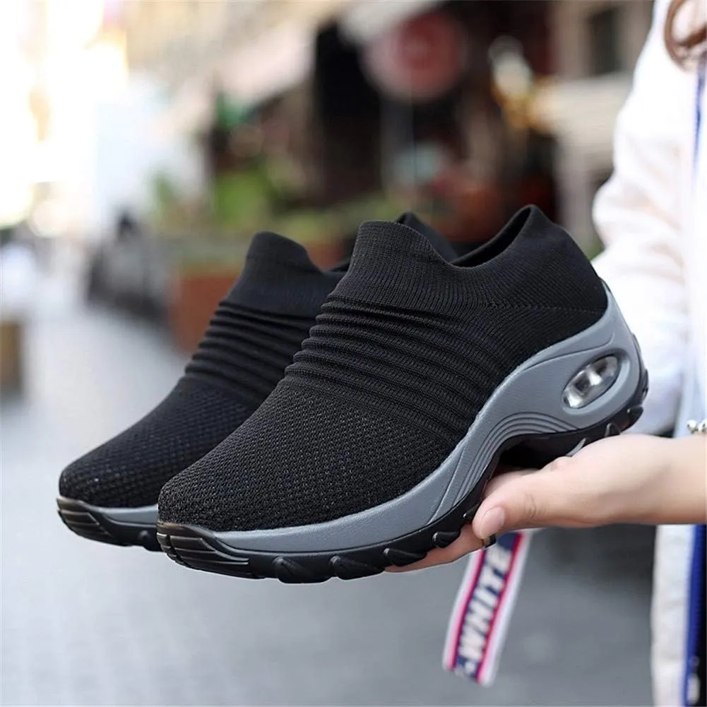 LEADER SHOW Women's Casual Walking Shoes Comfortable Loafers Slip-On Nursing Shoes Fashion Platform Sneakers