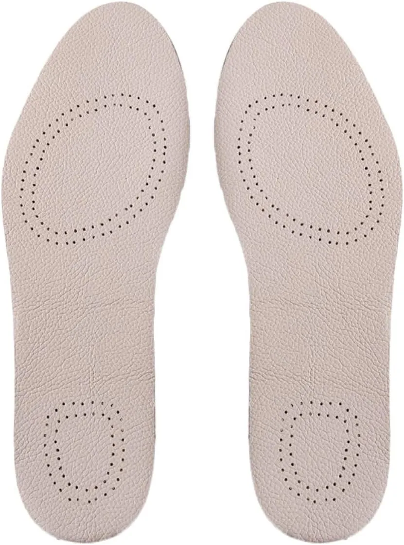 Leather Insoles for Sports Shoes Breathable Cowhide Inserts Double Holes Size 43/44