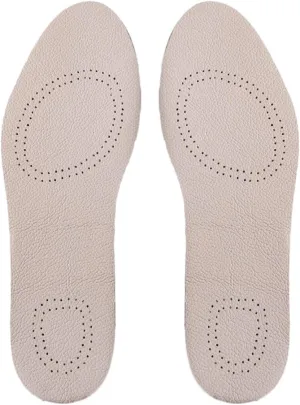 Leather Insoles for Sports Shoes Breathable Cowhide Inserts Double Holes Size 43/44