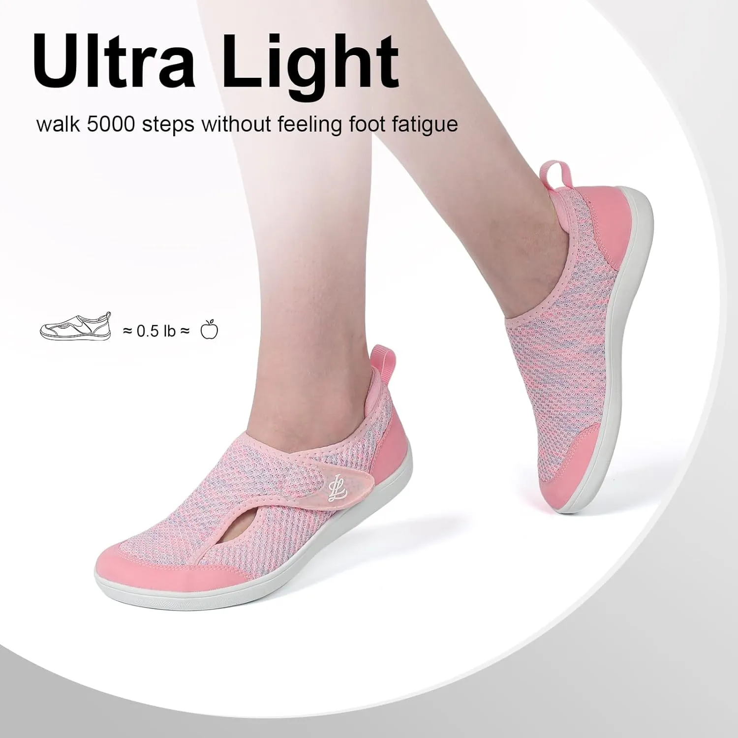 LeIsfIt Womens Wide Diabetic Shoes Adjustable Barefoot Walking Shoes Breathable Zero Drop Sneakers for Wide Width Arthritis Edema Feet Size 6-12