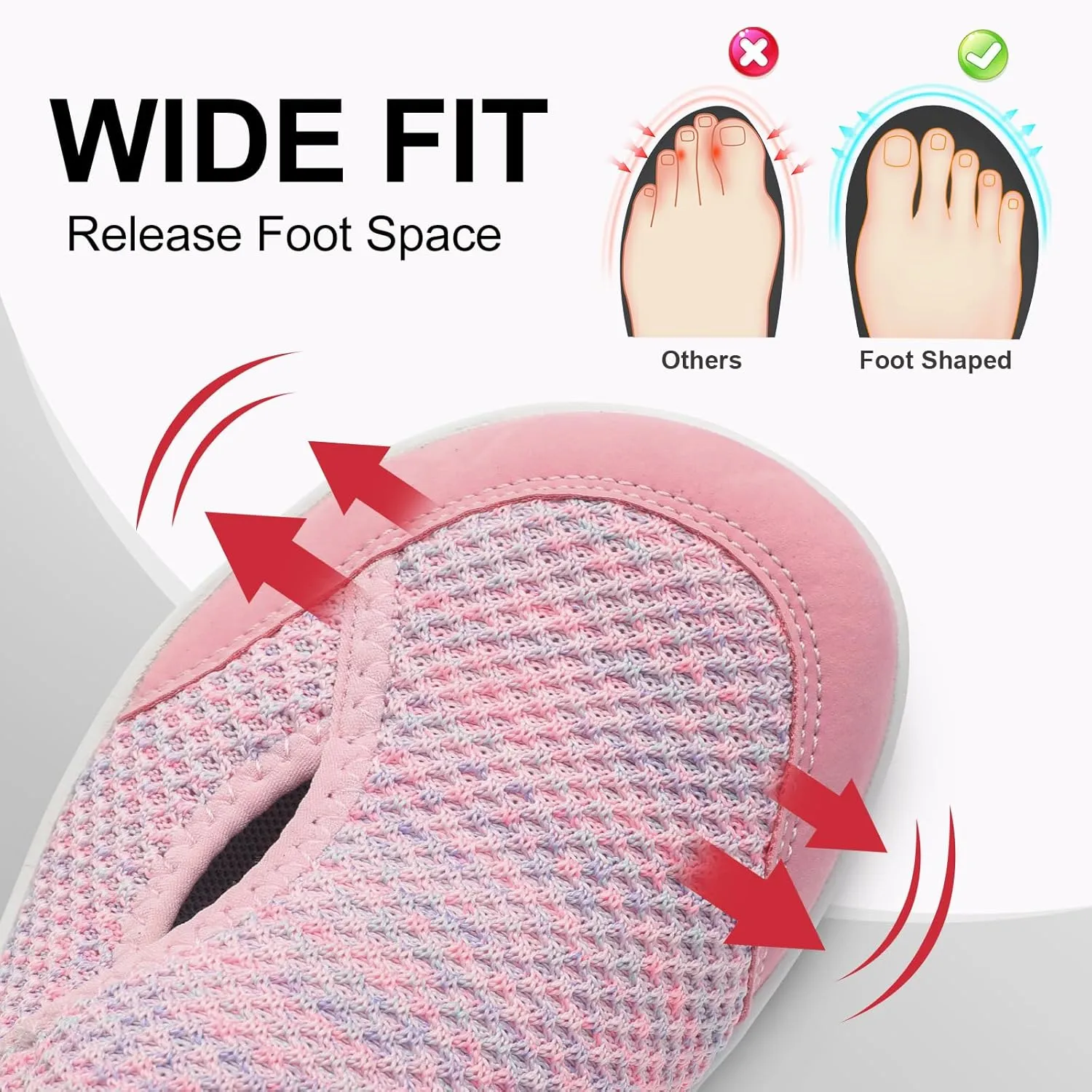 LeIsfIt Womens Wide Diabetic Shoes Adjustable Barefoot Walking Shoes Breathable Zero Drop Sneakers for Wide Width Arthritis Edema Feet Size 6-12