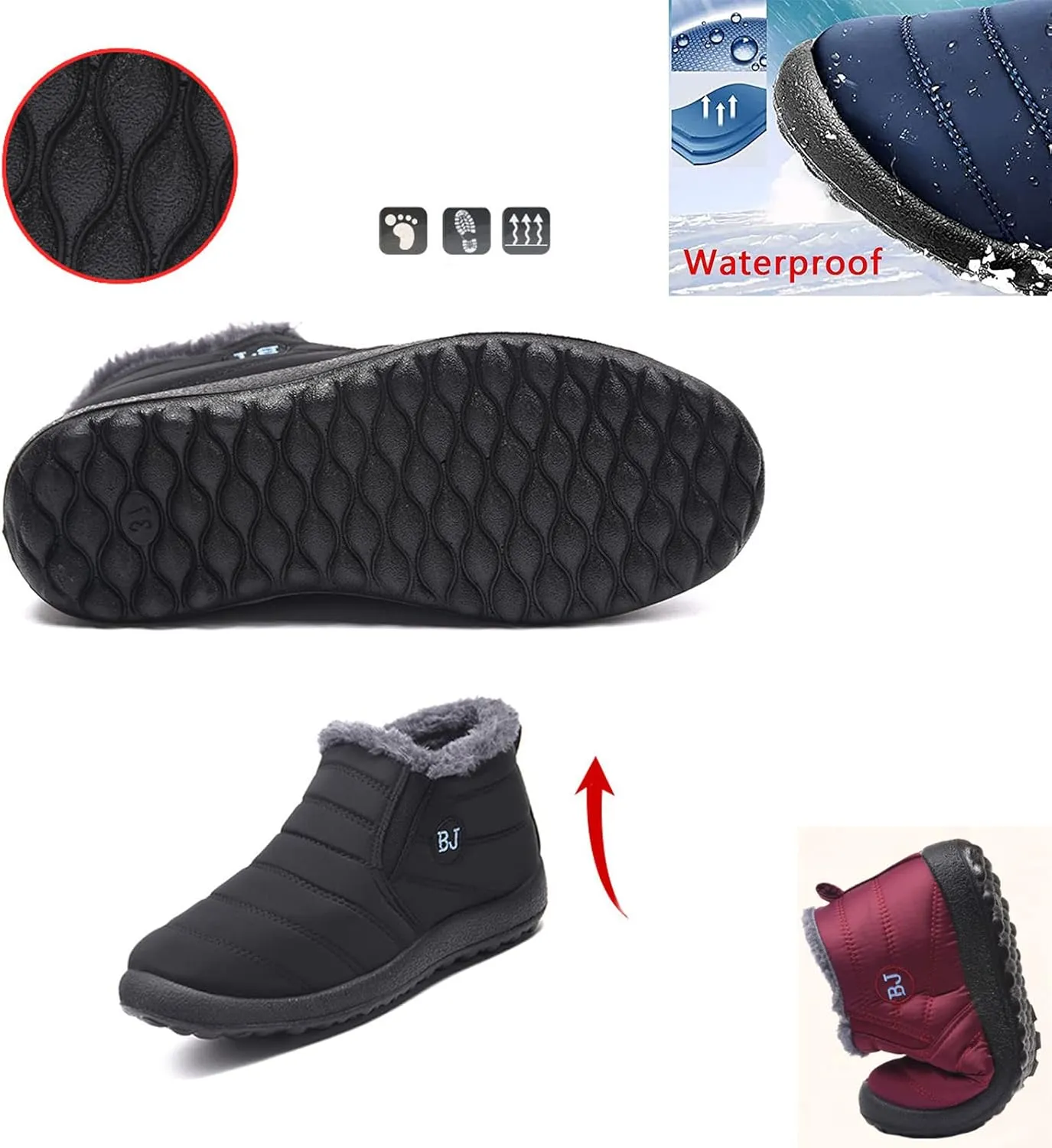 LELEBEAR Boojoy Winter Boots,Infinitely Snow Boots,Winter Snow Boots for Women Men Anti-Skid House Shoes Ankle Boots