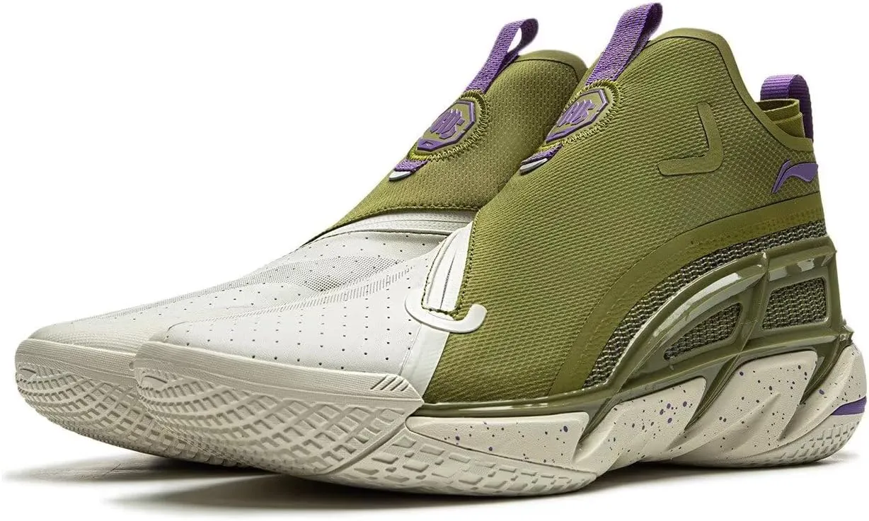 LI-NING BADFIVE Men's Reflective Lightweight High Rebound Mid Top Basketball Outdoor Shoes ABFU031