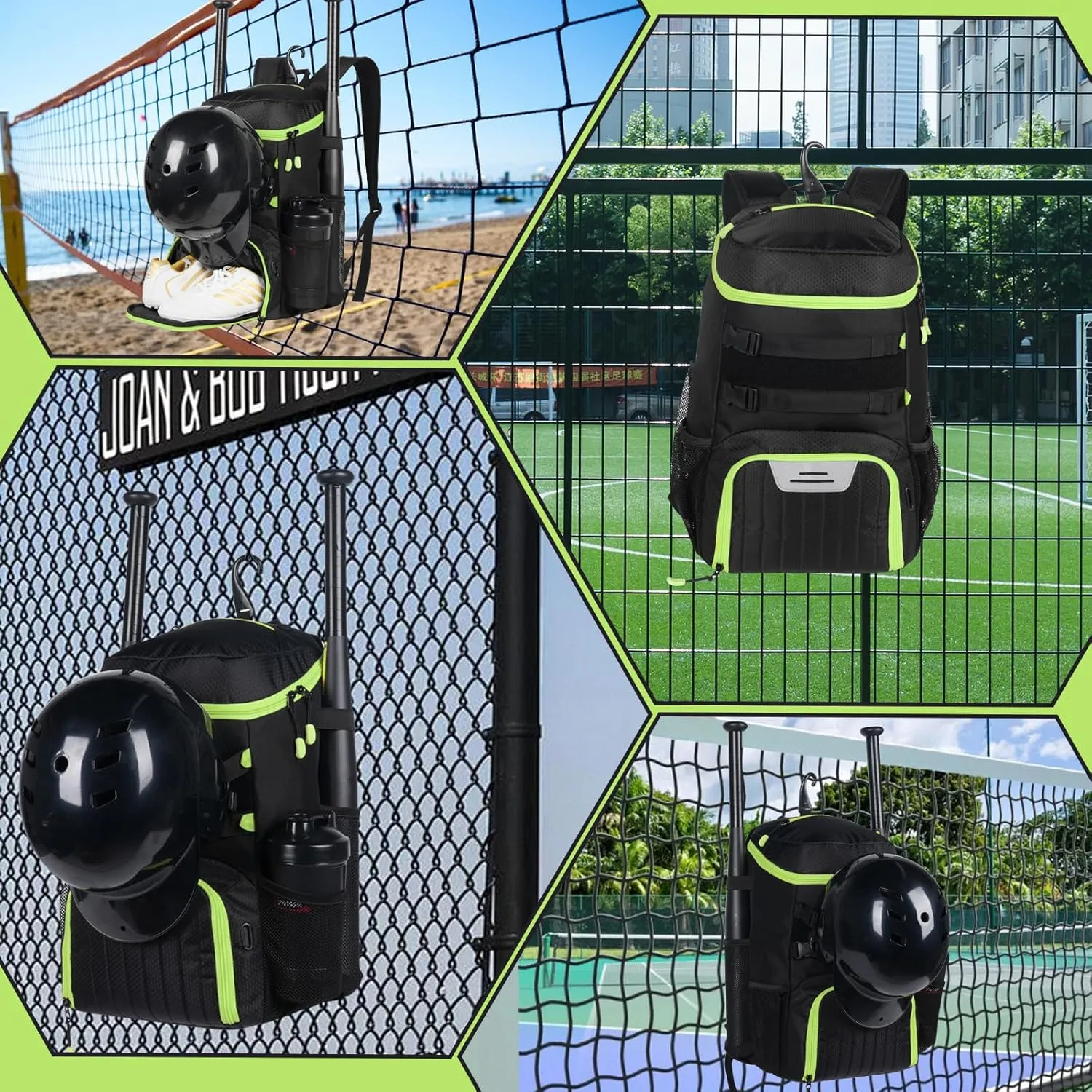 Lightweight Baseball Bat Backpack with Shoe Compartment, Softball Gift for Women with Fence Hook & Batting Glove, Helmet | Multiple Colors