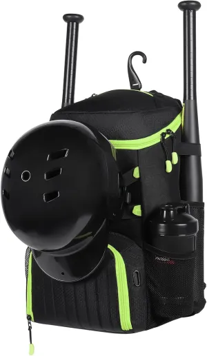 Lightweight Baseball Bat Backpack with Shoe Compartment, Softball Gift for Women with Fence Hook & Batting Glove, Helmet | Multiple Colors