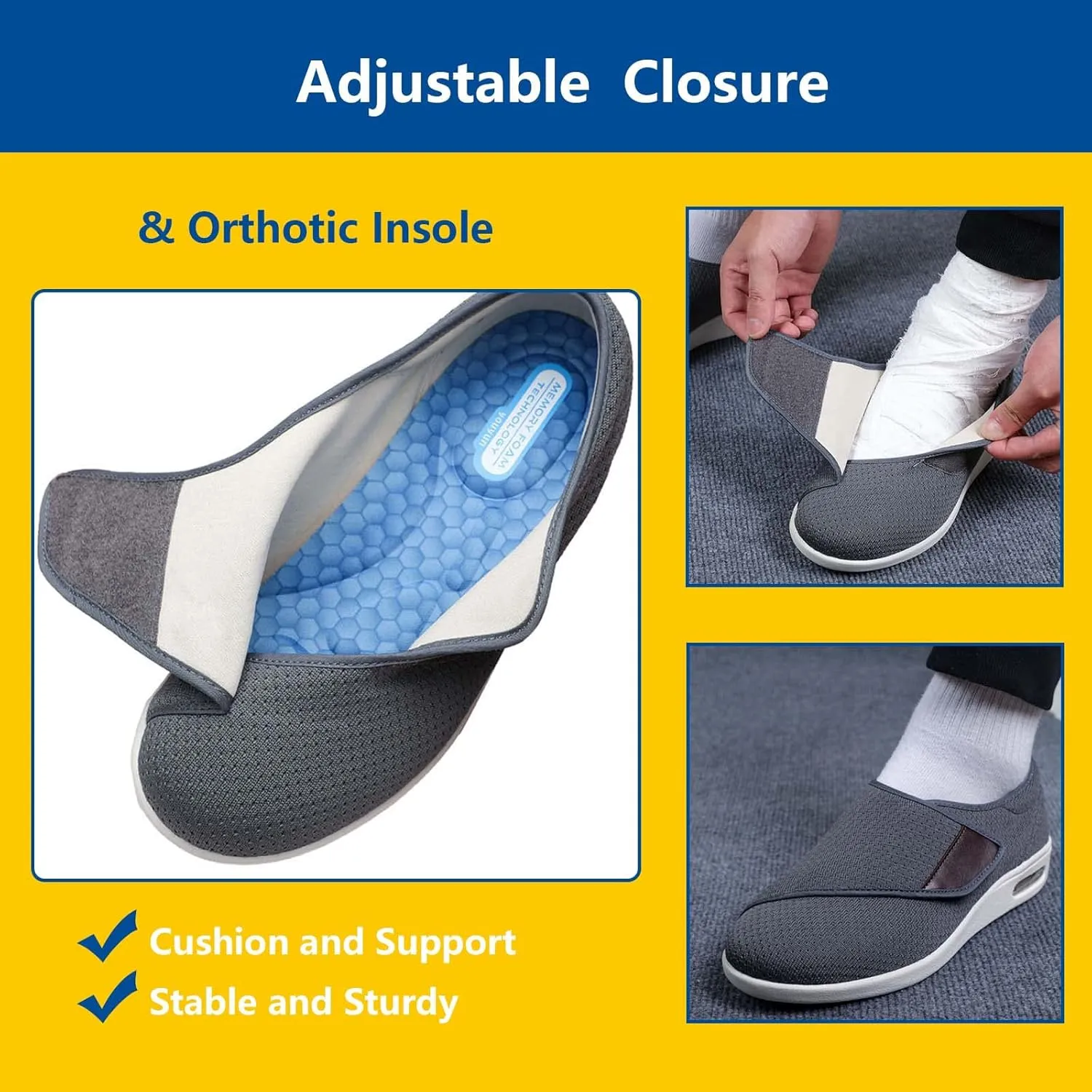 Lightweight Walking Sneakers,Orthopedic Lightweight Comfy Casual Slippers for Elderly Swollen Feet Arthritis Recovery Men 10.5/Women 11.5
