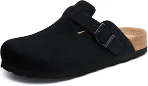 Litfun Women's Genuine Suede Clogs Soft Footbed Leather Potato Shoes Comfort Slip On Clogs with Arch Support
