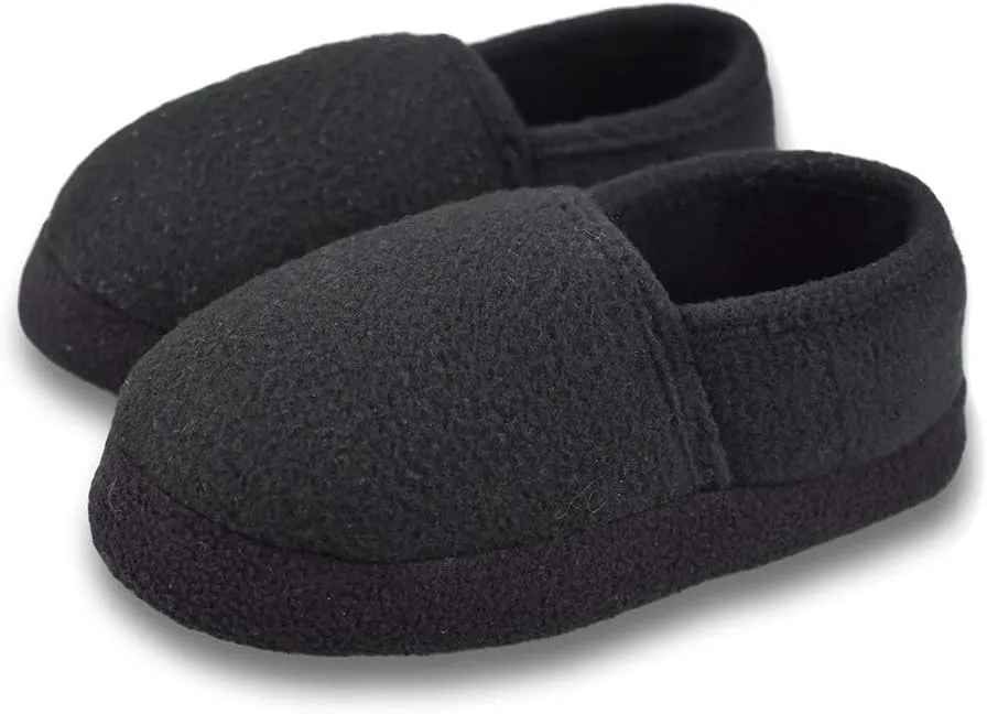 Little/Big Kids Warm Plush Fleece Slippers with Soft Memory Foam Slip-on Indoor Shoes