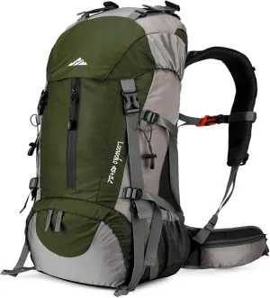 Loowoko 50L Hiking Backpack, Waterproof Camping Essentials Bag with Rain Cover, 45 5 Liter Lightweight Backpacking Back Pack