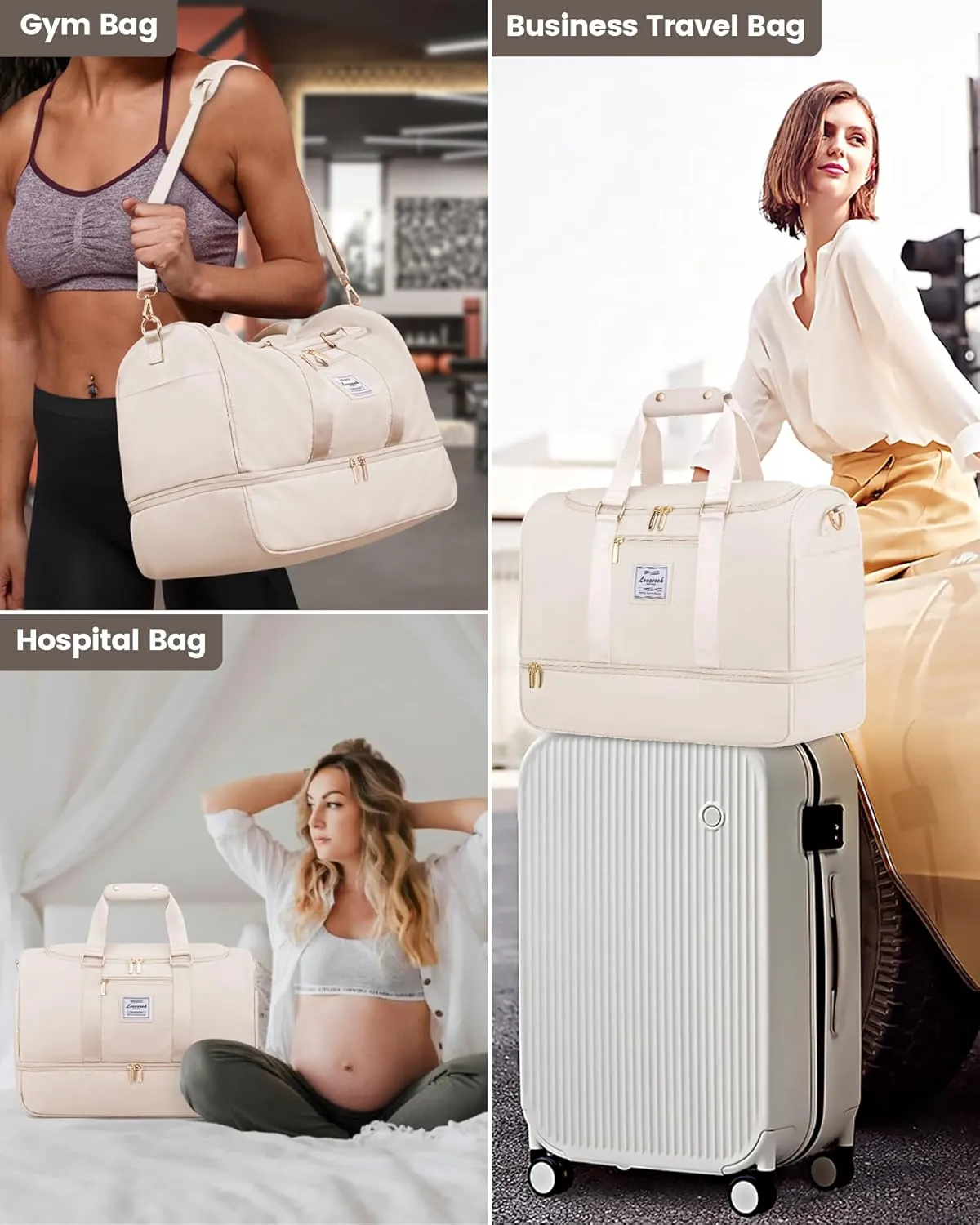 LOVEVOOK Gym bag for Women,Weekender Overnight Bag with Shoe Compartment, Personal Item Travel Duffle Bags with Toiletry Bag & Wet Pocket, Carry on Duffel Bags, Hospital Bags for Labor and Delivery