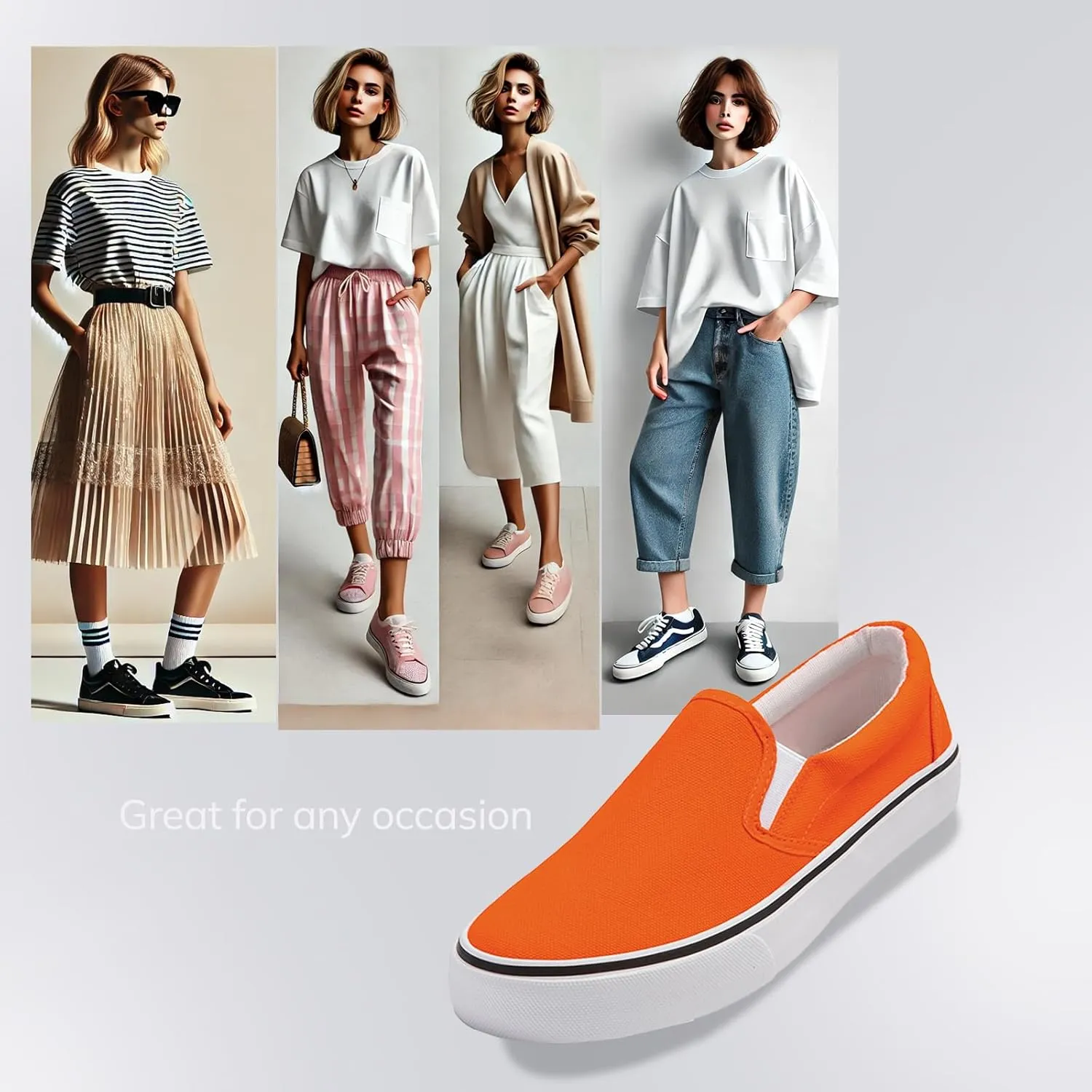 Low-Top Slip Ons Women's Fashion Sneakers Casual Canvas Sneakers for Women Comfortable Flats Breathable Padded Insole Slip on Sneakers Women Low Slip on Shoes