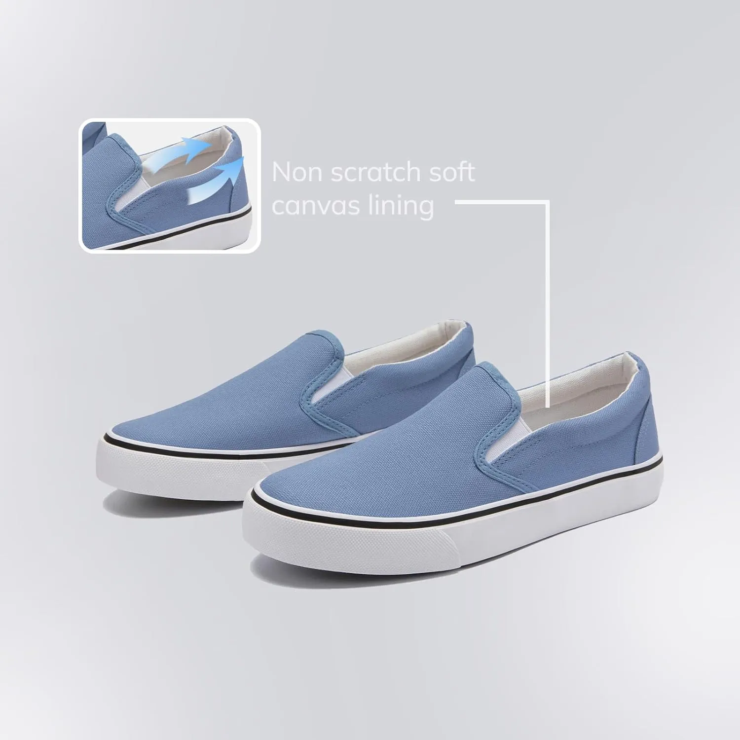 Low-Top Slip Ons Women's Fashion Sneakers Casual Canvas Sneakers for Women Comfortable Flats Breathable Padded Insole Slip on Sneakers Women Low Slip on Shoes