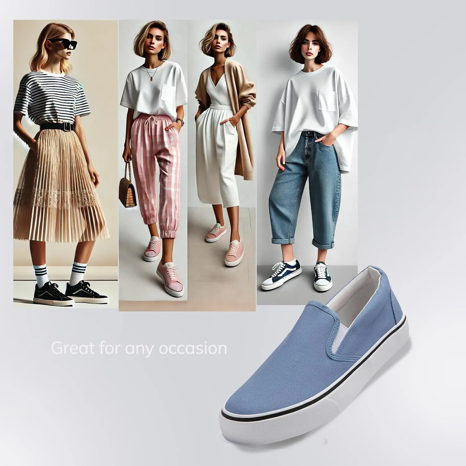 Low-Top Slip Ons Women's Fashion Sneakers Casual Canvas Sneakers for Women Comfortable Flats Breathable Padded Insole Slip on Sneakers Women Low Slip on Shoes