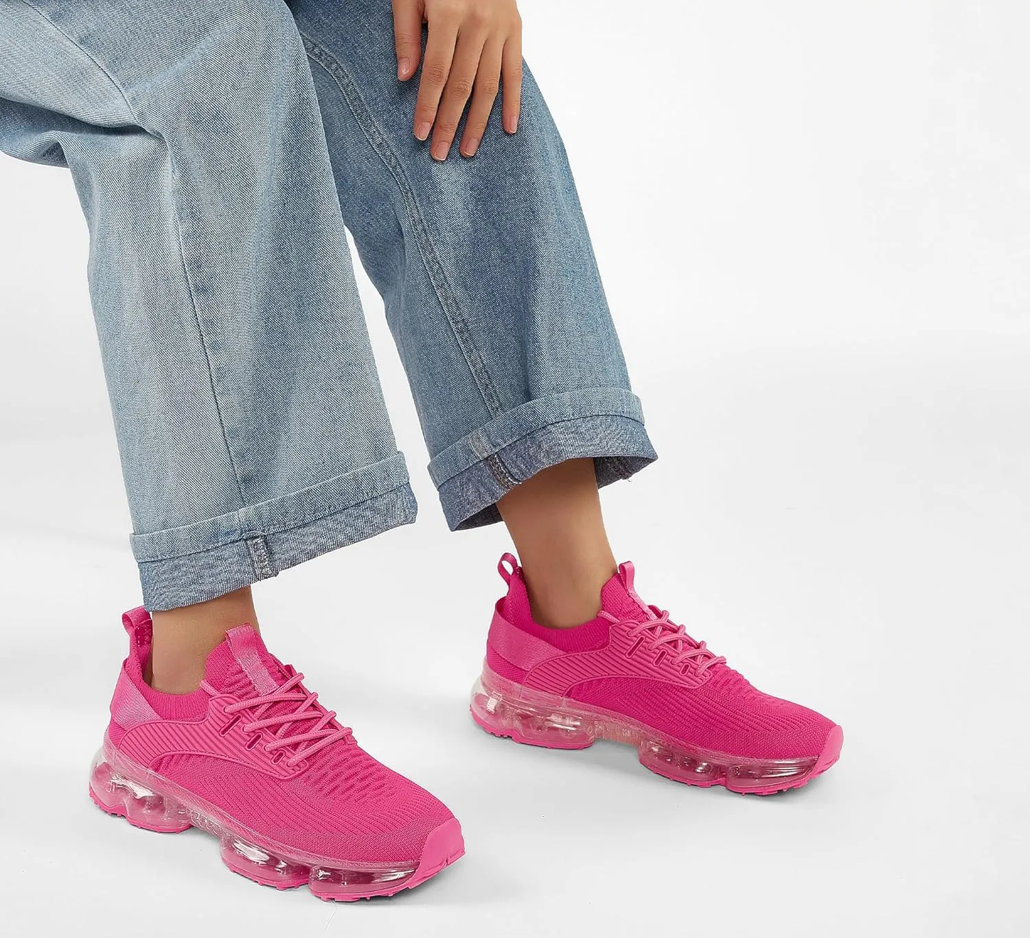 LUCKY STEP Women Air Cushion Fashion Sneakers Breathable Casual Comfortable Lightweight Walking Shoes