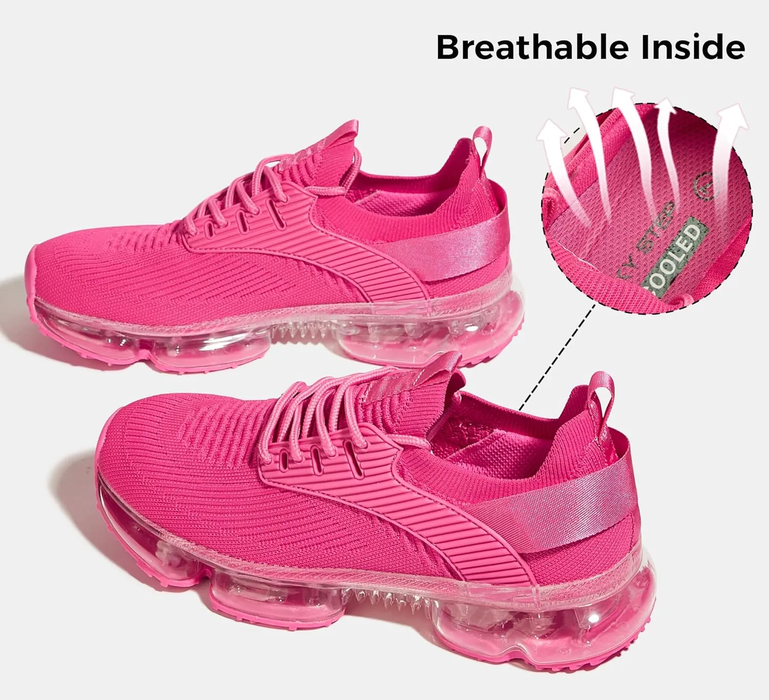LUCKY STEP Women Air Cushion Fashion Sneakers Breathable Casual Comfortable Lightweight Walking Shoes