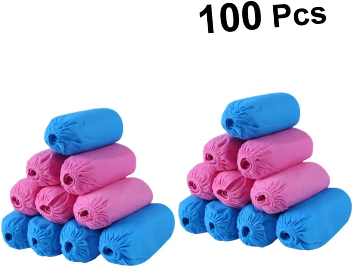 MAGICLULU 100pcs Nonwoven Fabric Shoes Covers Disposable Elastic Band Breathable Non-slip for Home Kitchen Camping Hiking