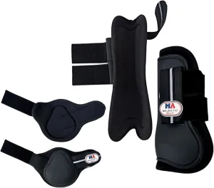 Majestic Ally Horse Leg Protection Fetlock and Tendon Boots Set, PU Shell, Neoprene Lining, Hook and Loop Closures, Multiple Colors and Sizes