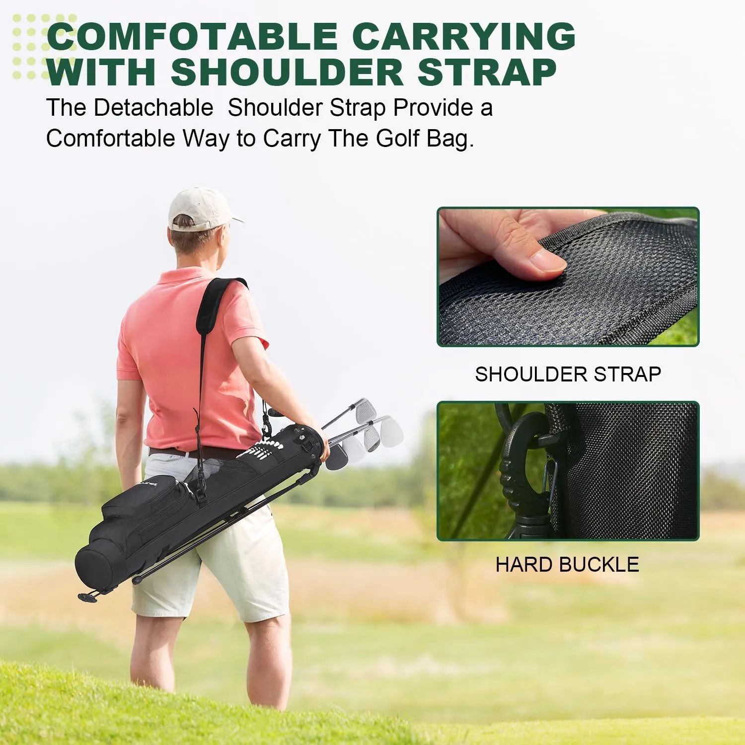 MAZEL Lightweight Golf Bag for Men – Easy to Carry Golf Clubs Bag with Shoulder Strap,Pitch n Putt Golf Stand Bag for Driving Range,Par 3 and Executive Courses - Fit Up to 8 Clubs